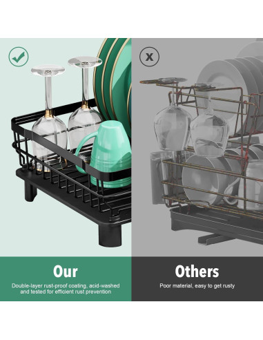 Estante para Secar Platos MOUKABAL Acero Inoxidable Negro 43.5x33.5x17 cm