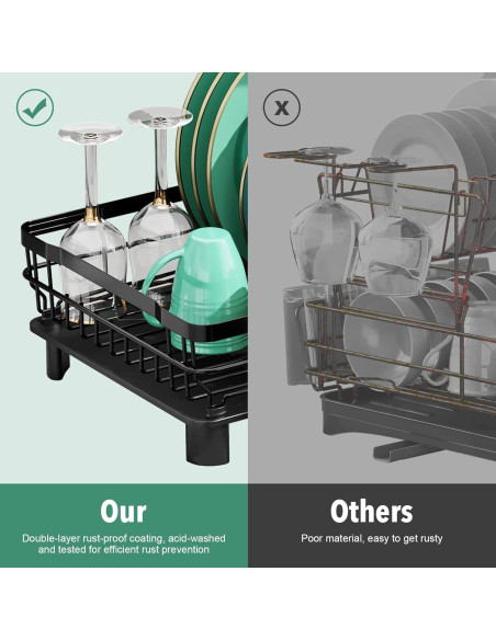 Estante para Secar Platos MOUKABAL Acero Inoxidable Negro 43.5x33.5x17 cm