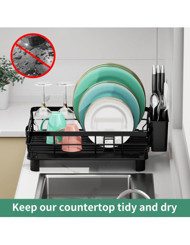 Estante para Secar Platos MOUKABAL Acero Inoxidable Negro 43.5x33.5x17 cm