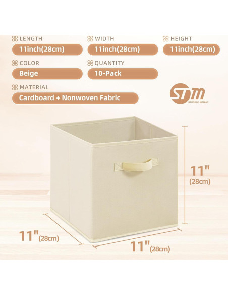 Cajas de Almacenamiento Storage Maniac 10 Piezas Beige 26.67cm