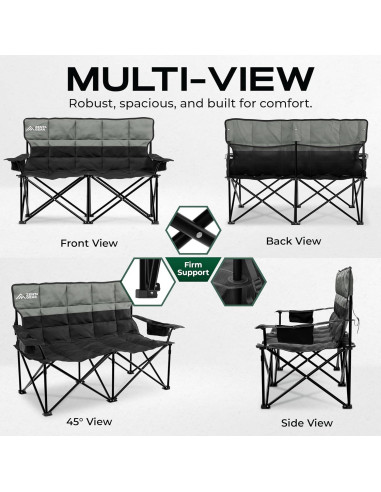 Silla de Camping Doble ZENTA GEAR Plegable 240 kg Acolchada