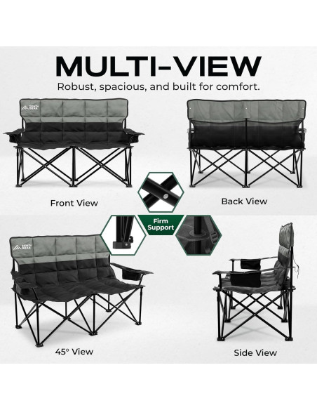 Silla de Camping Doble ZENTA GEAR Plegable 240 kg Acolchada Silla de Camping Doble ZENTA GEAR Plegable 240 kg Acolchada