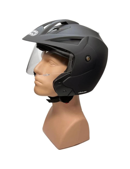 Casco Abierto MMG CRUX Mediano Negro Mate Aprobado DOT