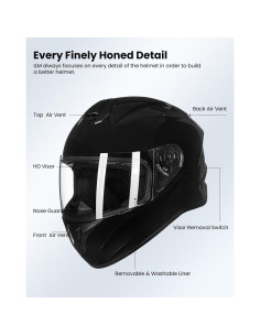 Casco de Moto ILM ST-06 Negro Brillante Pequeño DOT 2