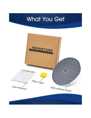 Cabezal de Ducha Grande VMASSTONE 22.86 cm Alta Presión Cromo