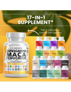 Suplemento de Ashwagandha Clean Nutraceuticals 17 en 1 - 60 Cápsulas 2