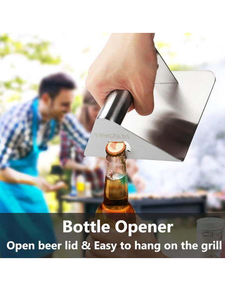 Aplastador de Hamburguesas FANGSUN 14 cm Acero Inoxidable 2 en 1