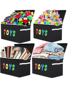 Caja de Juguetes Plegable YOLOXO Negra 68x35x40 cm 40 kg 2