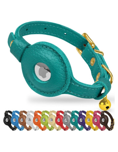 Collar de Gato de Cuero OOPSDOGGY con AirTag - Ajustable 20-28 cm
