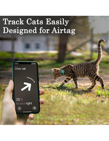 Collar de Gato de Cuero OOPSDOGGY con AirTag - Ajustable 20-28 cm