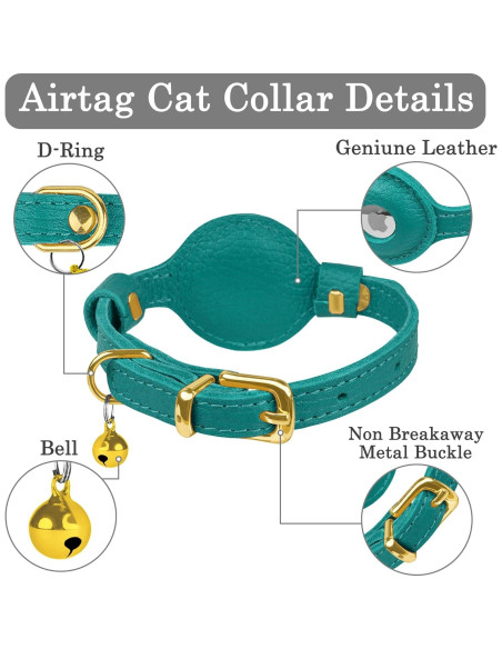 Collar de Gato de Cuero OOPSDOGGY con AirTag - Ajustable 20-28 cm