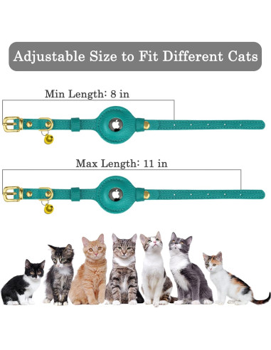 Collar de Gato de Cuero OOPSDOGGY con AirTag - Ajustable 20-28 cm