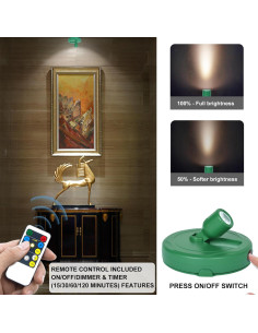 Foco LED a Batería HAMVIDNE Verde con Control Remoto - 80 Lúmenes 2