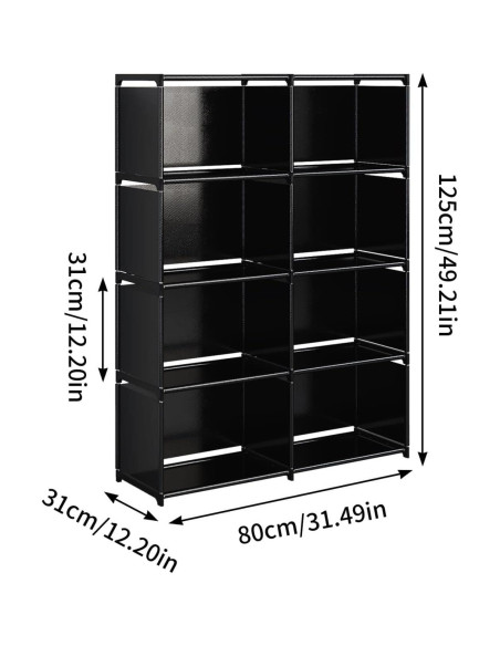 Estantería Portátil JIUYOTREE 5 Niveles 8 Cubos Negro