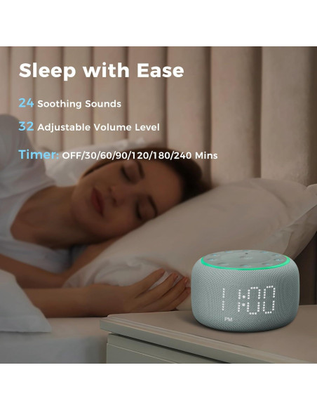 Reloj Despertador Multifuncional Mojikoo con Ruido Blanco