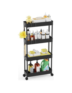 Carrito de Almacenamiento Rodante LEHOM 4 Niveles Negro 13 cm