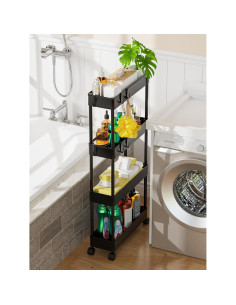 Carrito de Almacenamiento Rodante LEHOM 4 Niveles Negro 13 cm 2
