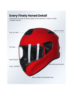 Casco de Motocicleta ILM ST-06 Rojo Pequeño con Ventilación 2