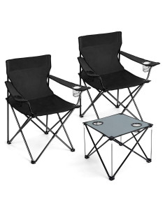 Conjunto de Sillas y Mesa Joyfair para Camping - 2 Sillas + 1 Mesa Plegable