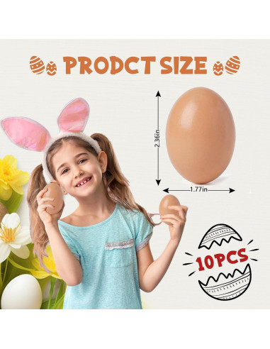 Juego de 10 Huevos Falsos de Madera Marrón para Manualidades