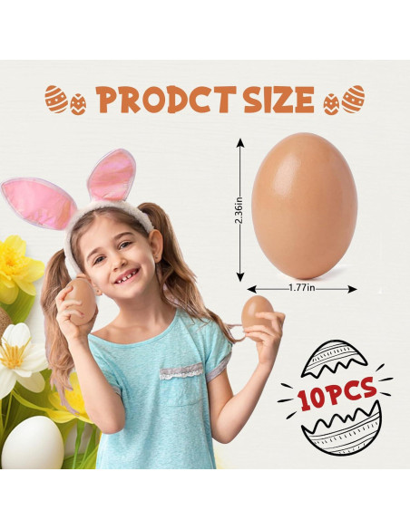 Juego de 10 Huevos Falsos de Madera Marrón para Manualidades