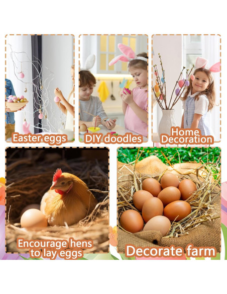 Juego de 10 Huevos Falsos de Madera Marrón para Manualidades