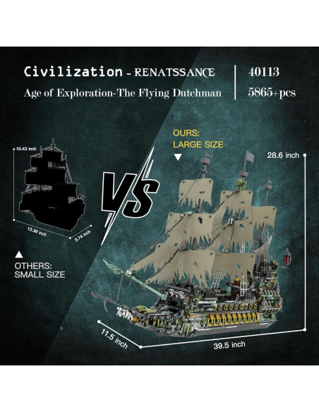 Conjunto de Construcción Barco Pirata JMBricklayer 5865 Piezas