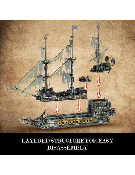 Conjunto de Construcción Barco Pirata JMBricklayer 5865 Piezas