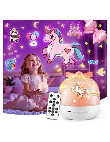 Proyector de Luz Nocturna Unicornio PIKOY 15 Películas 10 Sonidos