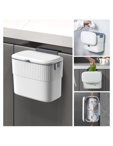 Cubo de Basura Montado en Pared ELPHECO 7 Litros con Tapa