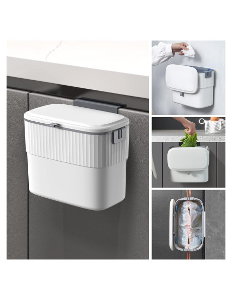 Cubo de Basura Montado en Pared ELPHECO 7 Litros con Tapa