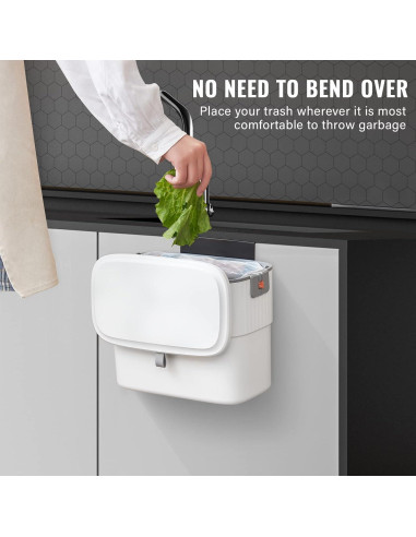 Cubo de Basura Montado en Pared ELPHECO 7 Litros con Tapa