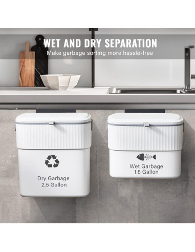 Cubo de Basura Montado en Pared ELPHECO 7 Litros con Tapa