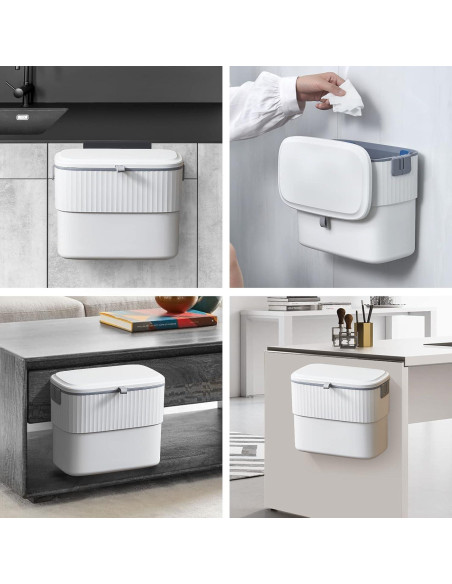 Cubo de Basura Montado en Pared ELPHECO 7 Litros con Tapa