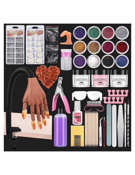 Mano de Práctica para Uñas Acrílicas DE-009 - Kit Completo