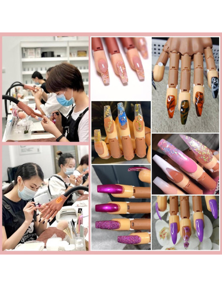 Mano de Práctica para Uñas Acrílicas DE-009 - Kit Completo