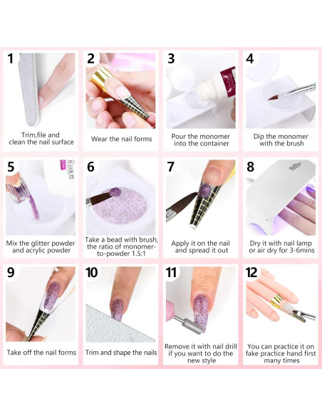 Mano de Práctica para Uñas Acrílicas DE-009 - Kit Completo