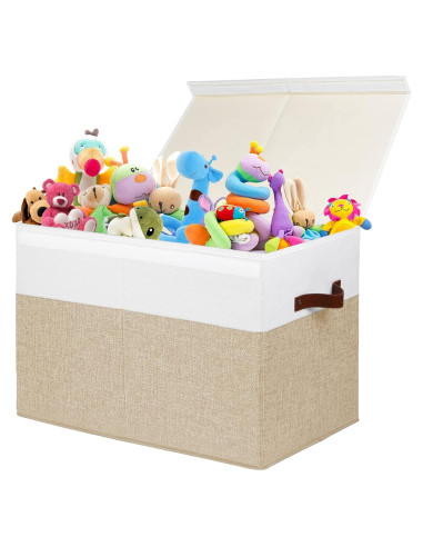 Caja de Almacenamiento de Juguetes Gowee 83L Beige con Tapa