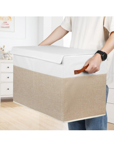 Caja de Almacenamiento de Juguetes Gowee 83L Beige con Tapa