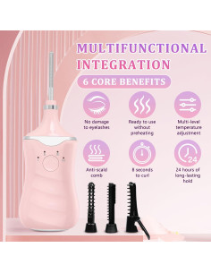 Rizador de Pestañas Eléctrico Enterlent Rosa 3 Modos Calor 2