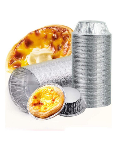 Moldes Desechables de Aluminio para Tartas de Huevo 100 Pcs
