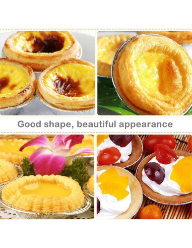Moldes Desechables de Aluminio para Tartas de Huevo 100 Pcs