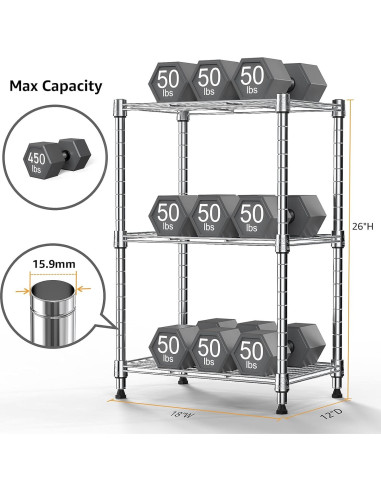 Estantería de Almacenamiento M MZG 3 Niveles Cromo 30x45x67 cm