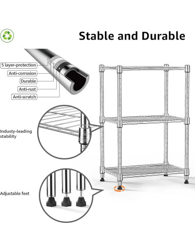 Estantería de Almacenamiento M MZG 3 Niveles Cromo 30x45x67 cm
