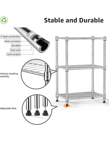 Estantería de Almacenamiento M MZG 3 Niveles Cromo 30x45x67 cm