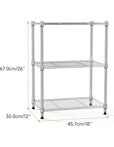 Estantería de Almacenamiento M MZG 3 Niveles Cromo 30x45x67 cm