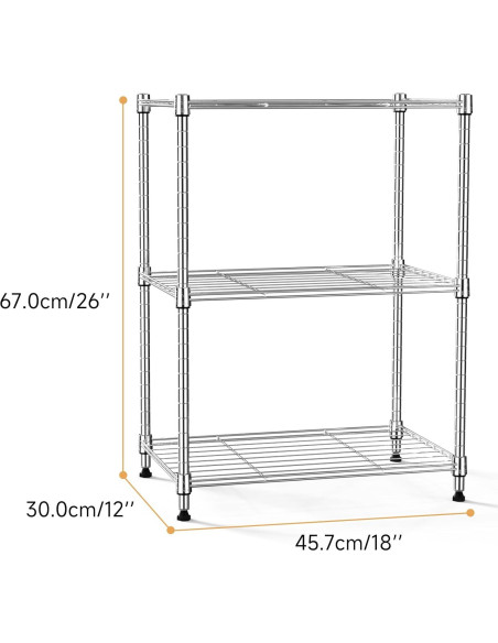 Estantería de Almacenamiento M MZG 3 Niveles Cromo 30x45x67 cm