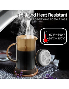Cafetera Prensa Francesa YMMIND 34 oz Vidrio Borosilicato 5 Tazas 2