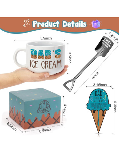Set de Tazón de Helado y Pala YUEYUQIU para Papá 600ml