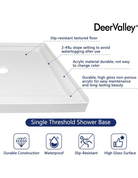 Base de Ducha Deer Valley DV-1SB0111 89x89cm Antideslizante